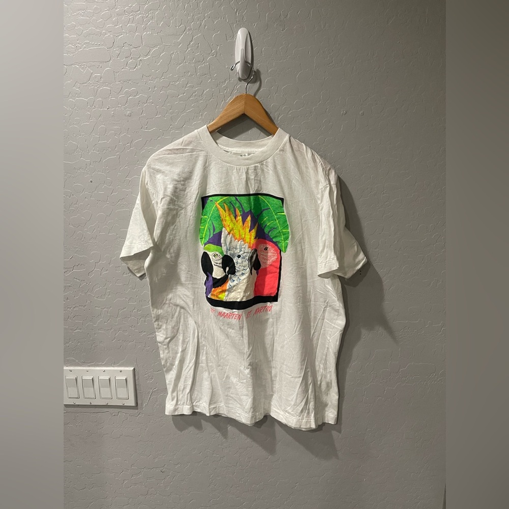 Vintage St Maarten St Martin‎ Tropical Birds SS Shirt Large